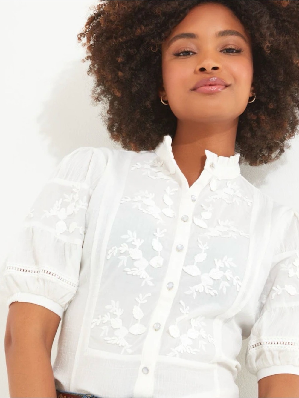 Joe Browns White Embroidered Blouse